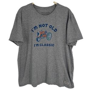 Life is Good Graphic Tee Mens Large Grey I'm Not Old I'm Classic Tractor Print
